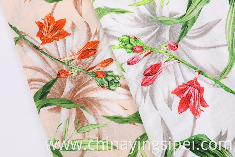 Cheap price eco-friendly dyed print spun plain rayon print slub fabric for sale